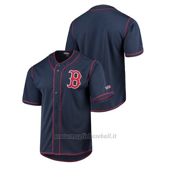 Maglia Baseball Uomo Boston Red Sox Button-down Stitches Team Color Blu